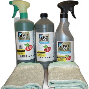 Ekowax - wassen zonder water 750 ml plus 1 Liter bijvuller wassen zonder water- ekowax cleaner 1 L - 2 microvezel doeken