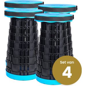 Alora opvouwbare kruk extra strong blauw per 4 - telescopische kruk - 250 kg - inklapbare kruk - draagbaar - kampeerstoel - opstapkrukje