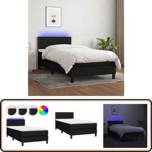 vidaXL Boxspring met LED 80x200 cm Zwart Boxspring - Boxsprings - Led Lamp - Slaapcomfort - Elektrisch Verstelbare Hoofdbord