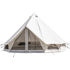 Skandika Tipii 500 Technical Cotton Tent – Tipitenten – Tent voor 10 personen - Waterdichte katoenen tent, 4000 mm waterkolom, muggengaas bij de ingang en het raam, glamping tent, festivaltent – 500 x 500 x 300 cm (LxBxH) - beige