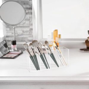 Goodivery ® Acryl Organiser met Vier Compartimenten voor Penselen en Pennen - Transparante Opbergoplossing