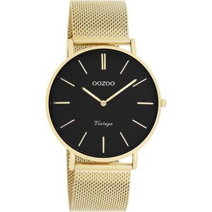 OOZOO Vintage series - goudkleurige horloge met goudkleurige metalen mesh armband - C9913 - Ø40