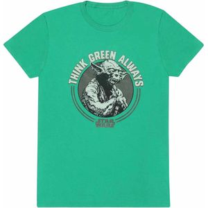 T-Shirt met Korte Mouwen Star Wars Yoda Think Green Groen Uniseks - S