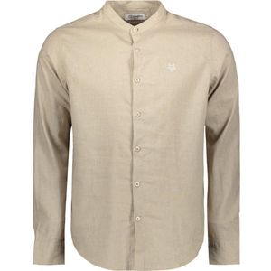 Haze & Finn Overhemd Linen Shirt Mandarin Mc19 0114 Simply Taupe Mannen Maat - M