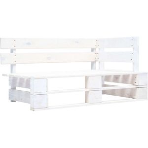 vidaXL 6-delige Loungeset pallet met kussens wit geïmpregneerd hout - Pallet Loungeset - Pallet Loungesets - Tuinset - Tuinsets
