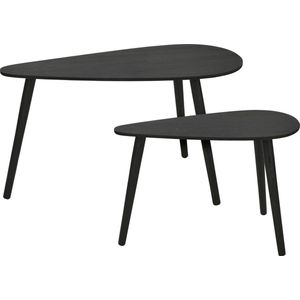 Home & Styling Bijzettafel/plantenstandaard set - 2-delig - zwart - MDF hout - 60 x 30 x 35 cm en 80 x 40 x 40 cm
