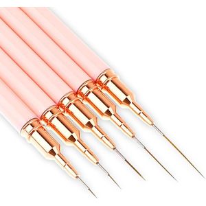 Nail Art Liner-kwast 5-delige gelnagellak-schilder-nagelstippen tekengereedschap voor lange lijnen kunst-design-stiftset met metalen handgreep