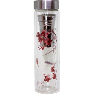 FlowTea Cherry Blossom - Luxe Thee Fles - 400 ml - ✓ Hoogwaardige kwaliteit ✓ Inclusief beschermhoes ✓ Gratis verpakking Sencha Groene Thee