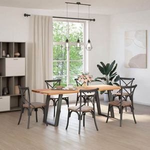 vidaXL Eettafel - Eettafels - Eetkamertafel - Keukentafel - Eettafel rechthoekig 220x80x74 cm massief eikenhout lichtbruin
