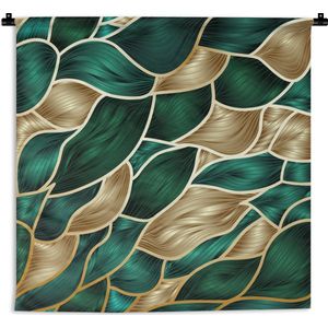 Wandkleed Goud Geverfd - Abstracte achtergrond met goud en groen Wandkleed katoen 60x60 cm - Wandtapijt met foto