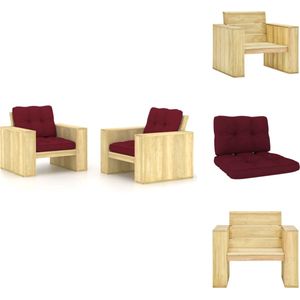 vidaXL Tuinstoelen Grenenhout - Set van 2 - 89x76x76cm - Rustiek design - Tuinstoel