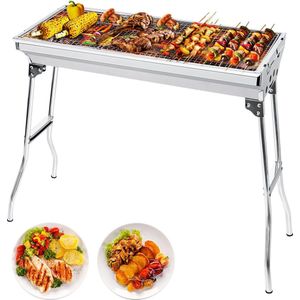 Houtskoolbarbecue, campinggrill, houtskool, opvouwbare grill, draagbare grill, voor camping, tuin, picknick, feest, 73 x 33 x 71 cm, voor 5-10 personen