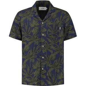 Shiwi - Shiwi Overhemd Palm Leaves Navy - Heren - Maat XL - Regular-fit