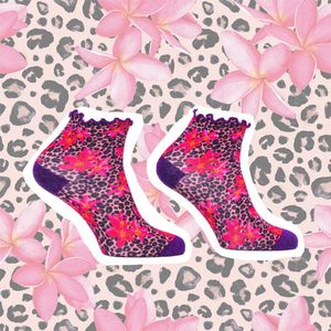 Sock My Leopard Flower - 36-38- naadloos- Moederdag cadeau - leuke sokken- vrolijke sokken