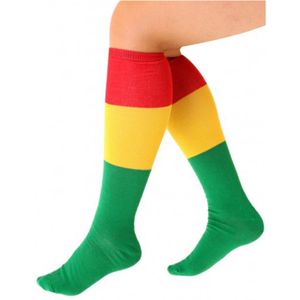 KIMU Lange Sokken Rood Geel Groen Reggae - 36-40 - Kousen Sportsokken Cheerleader Voetbal Hockey Unisex Festival