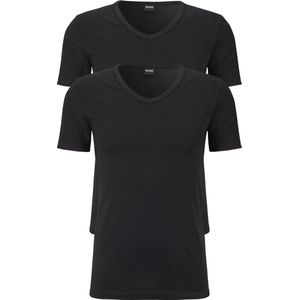 HUGO BOSS Modern stretch T-shirts slim fit (2-pack) - heren T-shirts V-hals - zwart - Maat: S