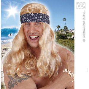 Widmann - Hippie Kostuum - Pruik, California Dreaming Met Hoofdband - Blond - Carnavalskleding - Verkleedkleding