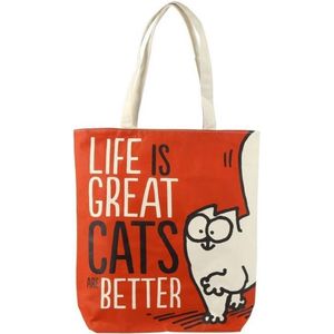 Katoenen tas met rits en voering - Simon's Cat