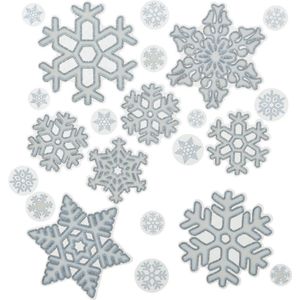 Kerst raamstickers - 2x st - 30 x 46 cm - raamdecoratie sneeuwvlok plaatjes