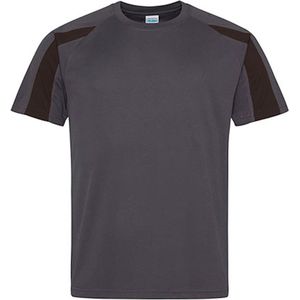 Just Cool Vegan Unisex T-shirt 'Contrast' met korte mouwen Charcoal/Black - XXL