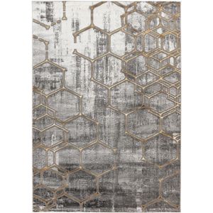 Muratap Fashion Vloerkleed Club - Grijs Goud - 160x230 CM - Modern Tapijt Laagpolig