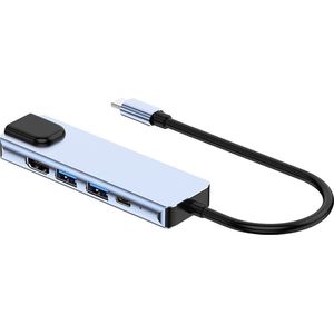 Tavaro 5 in 1 USB C HUB - USB-C Dock - Ethernet - HDMI - USB-C - 2x USB 3.0 - Geschikt voor Apple Macbook Pro, Air, Lenovo, Samsung - Zilver