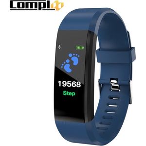 Compl8® - Stappenteller - Stappenteller horloge dames - Hartslagmeter - Bloeddrukmeter - Afstandmeter- Online Nederlandse handleiding- IOS & Android- Blauw
