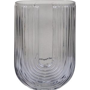 House Nordic - Vaas - Smoked glas - Grijs/blauw - U-vorm - 13x6x19 cm