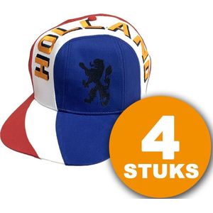 Oranje Feestpet | 4 stuks Pet ""Holland"" | Feestkleding EK/WK Voetbal| Rood-Wit-Blauw | Oranje Versiering Versierpakket Nederlands Elftal Oranjepakket