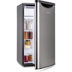 Klarstein Yummy koelkast met vriesvak - Koelvriescombinatie - Tafelmodel - 85 cm hoog - Inhoud 90 liter - 41 dB - Retrodesign - Zilver