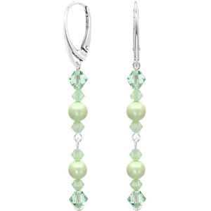 ARLIZI 2392 Oorbellen parel Swarovski kristal pastelgroen - sterling zilver - 6,5 cm