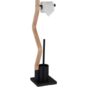 Relaxdays wc rol houder - met wc-borstel en houder - set - 75x18,5x18,5 cm - staand