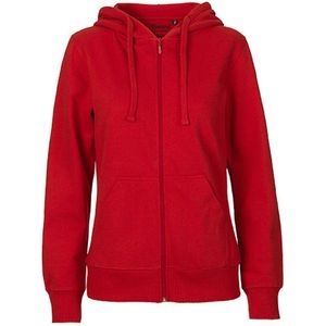 Fairtrade Ladies Zip Hoodie met capuchon Red - S