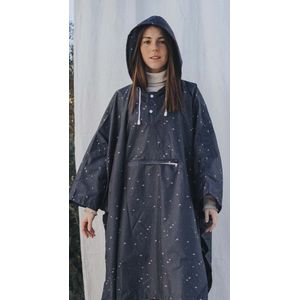 Clima Bisetti- Regenponcho's ""Constellation"" Dark Blue stars - fietsponcho - regenponcho volwassenen - waterdicht - unisex - regenponcho fiets - regenponcho dames - regenponcho heren - regenponcho herbruikbaar - regenponcho's