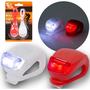 Siliconen Fietslampjes Set - Voorlicht & Achterlicht Fiets - Waterdichte Rubberen LED fiets lampen