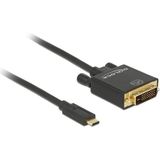 Premium USB-C naar DVI kabel met DP Alt Mode (4K 30 Hz) / zwart - 2 meter