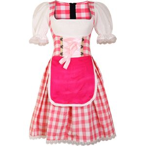 Benelux Wears - Boeren Tirol - Oktoberfest - 1-Delig Dirndl Jurk - Bierfeest - Pink Party Delights - Verkleedkleding - Maat S - 36