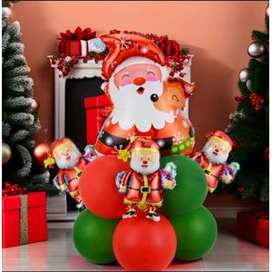 13 stuks,kerstfeestdecoratie ballonnen kerstman eland rood groen ballon