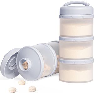 Melkpoeder portioneerder Baby Stapelbare Melkpoeder Opbergdoos 2 Stuks (Grijs)