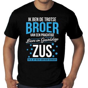 Grote maten Trotse broer / zus cadeau t-shirt zwart voor heren - Verjaardag - Cadeau / bedank shirt XXXL