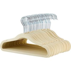 Fluwelen slipvaste kleerhangers voor baby's en peuters - 50 stuks beige, 29.5 cm