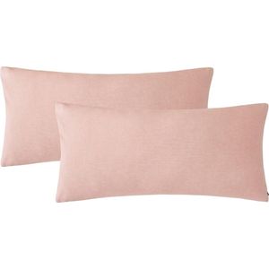 Kussensloop 40 x 80 katoen roze, kussenslopen 2-delig met ritssluiting, vergelijkbare textuur als Stone Washed linnen, ÖkoTex gecertificeerd, zacht en comfortabel