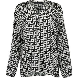 Blue Seven dames - Blouse 280094 zwart/wit print LM maat 48