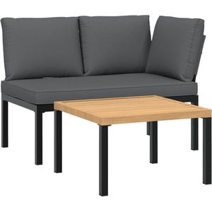 vidaXL - 2-delige - Loungeset - met - kussens - aluminium - zwart