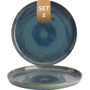 Palmer - Miami - Bord - 2 stuks - ø 28 cm - Groen/Turquoise - Stoneware - Bordenset