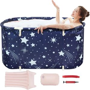 Opvouwbare badkuip voor volwassenen, badkuip voor douche, inklapbare badkuip, mobiele badkuip draagbaar met opblaaskussen, ideaal voor thuis spa, 115 x 63 x 50 cm