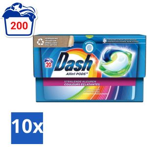 Dash - Stralende Kleuren - Wasmiddel Capsules - All-in-1 Pods - Gekleurde Was - 20 Wasbeurten - Bulkverpakking - 10 stuks