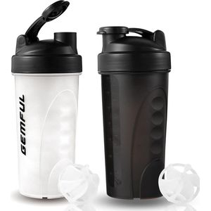 Shaker Proteïneshake, BPA-vrij, met kogel, voor sport en fitness, 750 ml, verpakking van 2 stuks