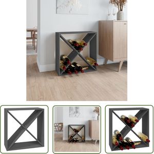 The Living Store Wijnkast 62x25x62 cm massief grenenhout grijs - Wijnkast - Wijnrek - Hout - Grenenhout - Vintage