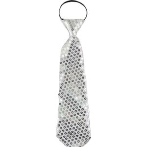 Zilveren stropdas - Glitter tie - Heren - Verkleedkleding - Disco outfit - Verstelbaar - Zilver